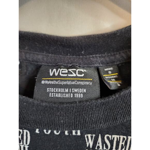 WESC Black and White Y2K Wasted Youth T-shirt Men's Small Women's Medium - Picture 4 of 5